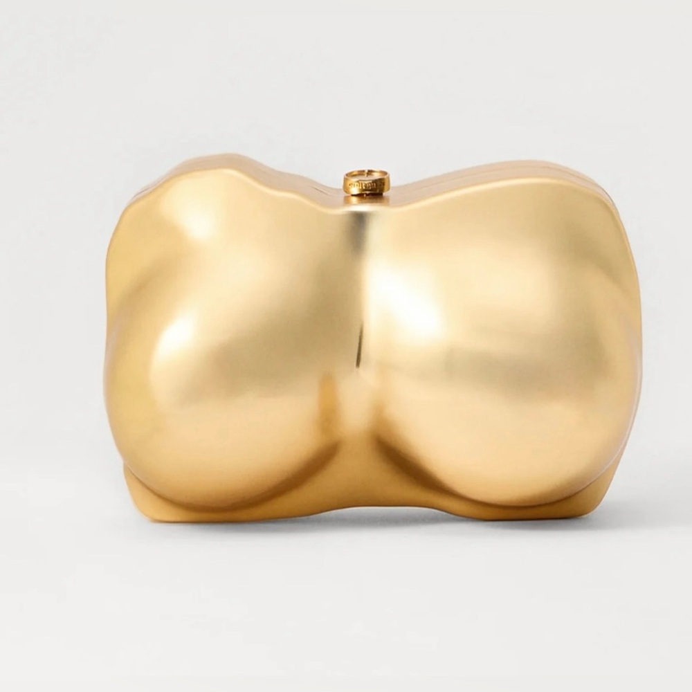 Cult Gaia Reina Clutch Bust Chest Sculptural in Brushed Brass $898 NEW In Box - Picture 3 of 10
